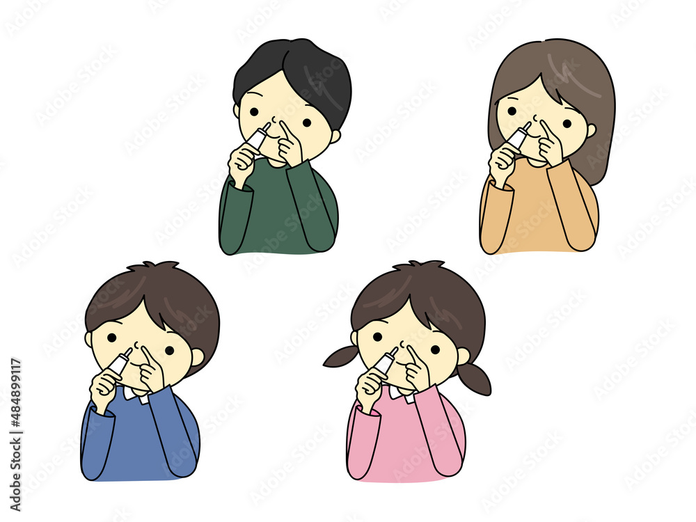 点鼻薬をする人物のイラスト